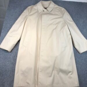 Botany 500 Tan Beige Full Length Lined Trench‎ Coat Overcoat Mens 44 REG